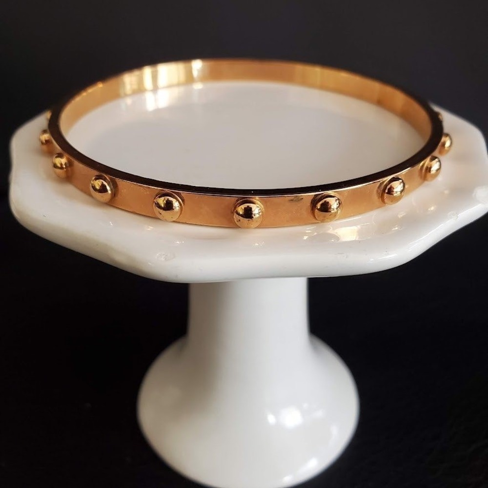 Kate Spade Studded Bangle Bracelet Gold Plate Classic Casual Designer Signed
